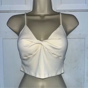 2/$20 SHEIN Cream Twist Detail Crop Top